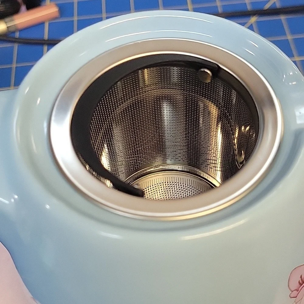 Alfred Light Blue Teapot with Pink Floral Ceramic & Stainless Steel 591ml New